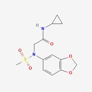 molecular formula C13H16N2O5S B3495316 N~2~-1,3-benzodioxol-5-yl-N~1~-cyclopropyl-N~2~-(methylsulfonyl)glycinamide 