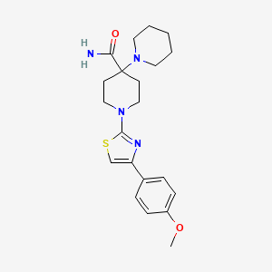 molecular formula C21H28N4O2S B3495413 1'-[4-(4-methoxyphenyl)-1,3-thiazol-2-yl]-1,4'-bipiperidine-4'-carboxamide 