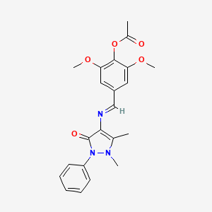 4-[(E)-[(1,5-Dimethyl-3-oxo-2-phenyl-2,3-dihydro-1H-pyrazol-4-YL)imino]methyl]-2,6-dimethoxyphenyl acetate