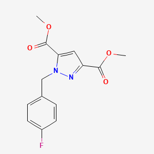 molecular formula C14H13FN2O4 B3495430 dimethyl 1-(4-fluorobenzyl)-1H-pyrazole-3,5-dicarboxylate 