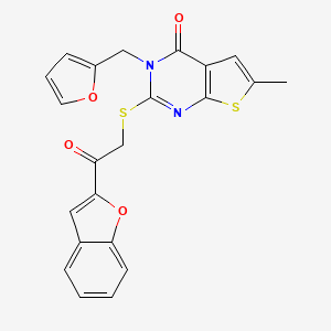 2-[2-(1-Benzofuran-2-yl)-2-oxoethyl]sulfanyl-3-(furan-2-ylmethyl)-6-methylthieno[2,3-d]pyrimidin-4-one