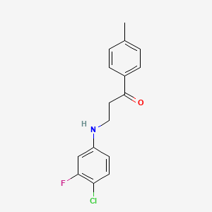 molecular formula C16H15ClFNO B3495447 3-(4-Chloro-3-fluoroanilino)-1-(4-methylphenyl)propan-1-one 