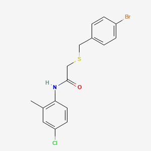 molecular formula C16H15BrClNOS B3495453 2-[(4-bromobenzyl)thio]-N-(4-chloro-2-methylphenyl)acetamide 