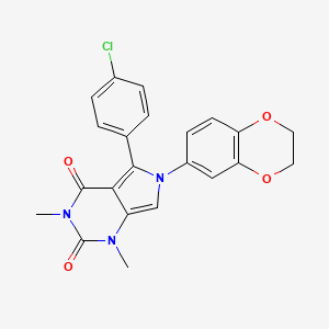 molecular formula C22H18ClN3O4 B3495511 5-(4-CHLOROPHENYL)-6-(2,3-DIHYDRO-1,4-BENZODIOXIN-6-YL)-1,3-DIMETHYL-1H,2H,3H,4H,6H-PYRROLO[3,4-D]PYRIMIDINE-2,4-DIONE 