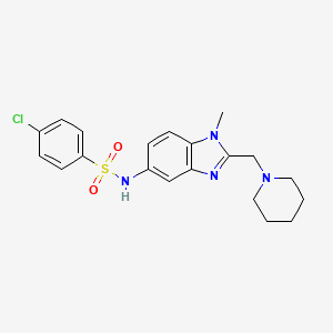 molecular formula C20H23ClN4O2S B3495525 4-CHLORO-N-{1-METHYL-2-[(PIPERIDIN-1-YL)METHYL]-1H-1,3-BENZODIAZOL-5-YL}BENZENE-1-SULFONAMIDE 