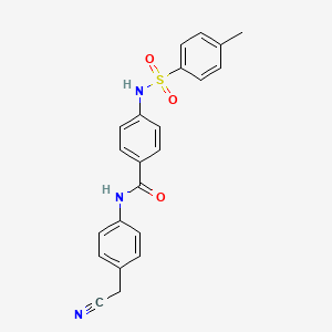 molecular formula C22H19N3O3S B3495544 N-[4-(cyanomethyl)phenyl]-4-{[(4-methylphenyl)sulfonyl]amino}benzamide 