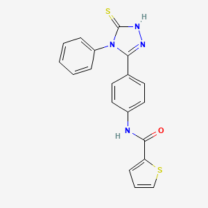 molecular formula C19H14N4OS2 B3495598 N-[4-(4-phenyl-5-thioxo-4,5-dihydro-1H-1,2,4-triazol-3-yl)phenyl]-2-thiophenecarboxamide 