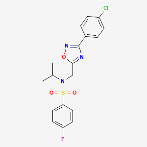 molecular formula C18H17ClFN3O3S B3495614 N-{[3-(4-CHLOROPHENYL)-1,2,4-OXADIAZOL-5-YL]METHYL}-4-FLUORO-N-(PROPAN-2-YL)BENZENE-1-SULFONAMIDE 