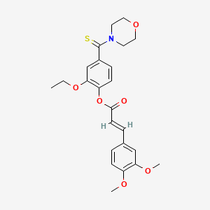 molecular formula C24H27NO6S B3495619 2-ETHOXY-4-(MORPHOLINE-4-CARBOTHIOYL)PHENYL (2E)-3-(3,4-DIMETHOXYPHENYL)PROP-2-ENOATE 