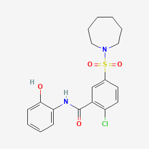 molecular formula C19H21ClN2O4S B3495644 5-(AZEPANE-1-SULFONYL)-2-CHLORO-N-(2-HYDROXYPHENYL)BENZAMIDE 