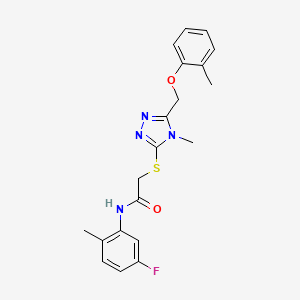 molecular formula C20H21FN4O2S B3495666 N-(5-fluoro-2-methylphenyl)-2-({4-methyl-5-[(2-methylphenoxy)methyl]-4H-1,2,4-triazol-3-yl}sulfanyl)acetamide 