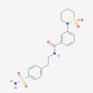 molecular formula C19H23N3O5S2 B349568 3-(1,1-dioxido-1,2-thiazinan-2-yl)-N-[2-(4-sulfamoylphenyl)ethyl]benzamide CAS No. 1011880-17-3