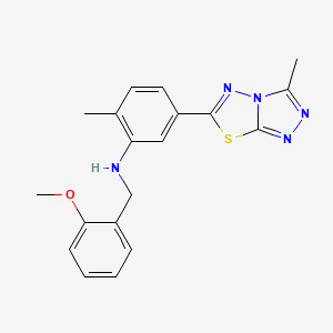 molecular formula C19H19N5OS B3495725 N-[(2-METHOXYPHENYL)METHYL]-2-METHYL-5-{3-METHYL-[1,2,4]TRIAZOLO[3,4-B][1,3,4]THIADIAZOL-6-YL}ANILINE 