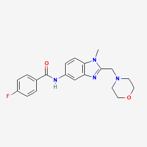 molecular formula C20H21FN4O2 B3495776 4-FLUORO-N-{1-METHYL-2-[(MORPHOLIN-4-YL)METHYL]-1H-1,3-BENZODIAZOL-5-YL}BENZAMIDE 