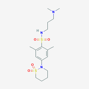 molecular formula C17H29N3O4S2 B349584 N-[3-(dimethylamino)propyl]-4-(1,1-dioxido-1,2-thiazinan-2-yl)-2,6-dimethylbenzenesulfonamide CAS No. 919966-04-4