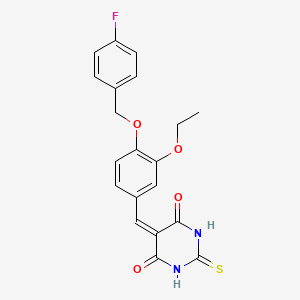 5-({3-ETHOXY-4-[(4-FLUOROPHENYL)METHOXY]PHENYL}METHYLIDENE)-2-SULFANYLIDENE-1,3-DIAZINANE-4,6-DIONE