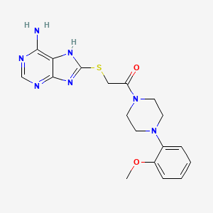 molecular formula C18H21N7O2S B3496010 2-[(6-AMINO-9H-PURIN-8-YL)SULFANYL]-1-[4-(2-METHOXYPHENYL)PIPERAZINO]-1-ETHANONE 