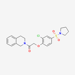 molecular formula C21H23ClN2O4S B3496024 2-(2-chloro-4-pyrrolidin-1-ylsulfonylphenoxy)-1-(3,4-dihydro-1H-isoquinolin-2-yl)ethanone 