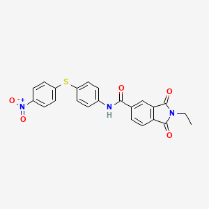 molecular formula C23H17N3O5S B3496053 2-ethyl-N-{4-[(4-nitrophenyl)thio]phenyl}-1,3-dioxo-5-isoindolinecarboxamide 