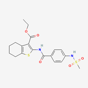 molecular formula C19H22N2O5S2 B3496085 ethyl 2-({4-[(methylsulfonyl)amino]benzoyl}amino)-4,5,6,7-tetrahydro-1-benzothiophene-3-carboxylate 