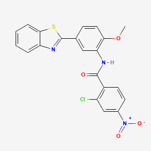 molecular formula C21H14ClN3O4S B3496121 N-[5-(1,3-benzothiazol-2-yl)-2-methoxyphenyl]-2-chloro-4-nitrobenzamide 