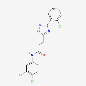 molecular formula C17H12Cl3N3O2 B3496155 3-[3-(2-chlorophenyl)-1,2,4-oxadiazol-5-yl]-N-(3,4-dichlorophenyl)propanamide 