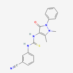 molecular formula C19H17N5OS B3496166 1-(3-cyanophenyl)-3-(1,5-dimethyl-3-oxo-2-phenyl-2,3-dihydro-1H-pyrazol-4-yl)thiourea 