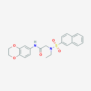 molecular formula C22H22N2O5S B3496171 N~1~-(2,3-dihydro-1,4-benzodioxin-6-yl)-N~2~-ethyl-N~2~-(2-naphthylsulfonyl)glycinamide 