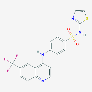 molecular formula C19H13F3N4O2S2 B349619 N-(thiazol-2-yl)-4-((6-(trifluoromethyl)quinolin-4-yl)amino)benzenesulfonamide CAS No. 881942-05-8