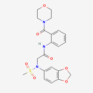 molecular formula C21H23N3O7S B3496207 N~2~-1,3-benzodioxol-5-yl-N~2~-(methylsulfonyl)-N~1~-[2-(4-morpholinylcarbonyl)phenyl]glycinamide 