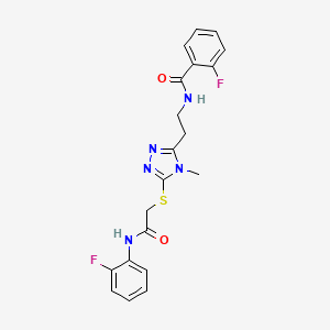 molecular formula C20H19F2N5O2S B3496266 2-Fluoro-n-{2-[5-({[(2-fluorophenyl)carbamoyl]methyl}sulfanyl)-4-methyl-4h-1,2,4-triazol-3-yl]ethyl}benzamide 