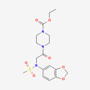 molecular formula C17H23N3O7S B3496278 ethyl 4-[N-1,3-benzodioxol-5-yl-N-(methylsulfonyl)glycyl]-1-piperazinecarboxylate 