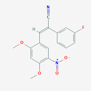 molecular formula C17H13FN2O4 B3496280 (2E)-3-(2,4-dimethoxy-5-nitrophenyl)-2-(3-fluorophenyl)prop-2-enenitrile 