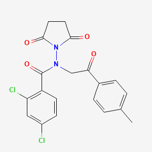 molecular formula C20H16Cl2N2O4 B3496290 2,4-dichloro-N-(2,5-dioxo-1-pyrrolidinyl)-N-[2-(4-methylphenyl)-2-oxoethyl]benzamide 