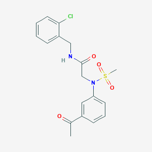 molecular formula C18H19ClN2O4S B3496431 N~2~-(3-acetylphenyl)-N~1~-(2-chlorobenzyl)-N~2~-(methylsulfonyl)glycinamide 