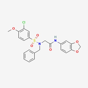 molecular formula C23H21ClN2O6S B3496435 N~1~-1,3-benzodioxol-5-yl-N~2~-benzyl-N~2~-[(3-chloro-4-methoxyphenyl)sulfonyl]glycinamide 