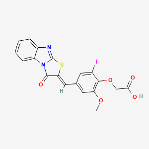 {2-iodo-6-methoxy-4-[(3-oxo[1,3]thiazolo[3,2-a]benzimidazol-2(3H)-ylidene)methyl]phenoxy}acetic acid