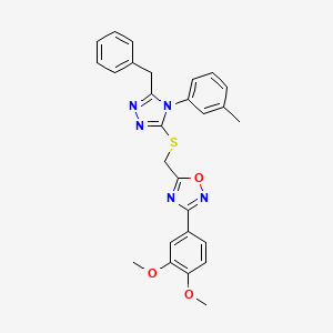 5-({[5-benzyl-4-(3-methylphenyl)-4H-1,2,4-triazol-3-yl]thio}methyl)-3-(3,4-dimethoxyphenyl)-1,2,4-oxadiazole