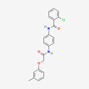 molecular formula C22H19ClN2O3 B3496498 2-chloro-N-(4-{[(3-methylphenoxy)acetyl]amino}phenyl)benzamide 