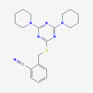 2-({[4,6-Di(piperidin-1-yl)-1,3,5-triazin-2-yl]sulfanyl}methyl)benzonitrile