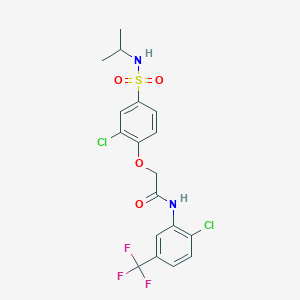 molecular formula C18H17Cl2F3N2O4S B3496554 2-{2-chloro-4-[(isopropylamino)sulfonyl]phenoxy}-N-[2-chloro-5-(trifluoromethyl)phenyl]acetamide 