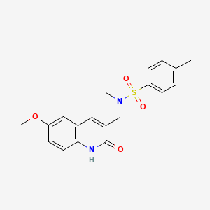 molecular formula C19H20N2O4S B3496559 N-[(2-hydroxy-6-methoxy-3-quinolinyl)methyl]-N,4-dimethylbenzenesulfonamide 