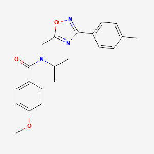 molecular formula C21H23N3O3 B3496582 N-isopropyl-4-methoxy-N-{[3-(4-methylphenyl)-1,2,4-oxadiazol-5-yl]methyl}benzamide 