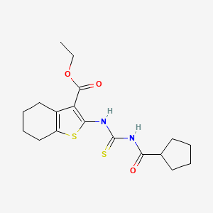 ethyl 2-({[(cyclopentylcarbonyl)amino]carbonothioyl}amino)-4,5,6,7-tetrahydro-1-benzothiophene-3-carboxylate