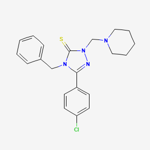 molecular formula C21H23ClN4S B3496658 4-benzyl-5-(4-chlorophenyl)-2-(1-piperidinylmethyl)-2,4-dihydro-3H-1,2,4-triazole-3-thione 