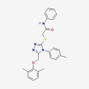 molecular formula C26H26N4O2S B3496672 2-{[5-[(2,6-dimethylphenoxy)methyl]-4-(4-methylphenyl)-4H-1,2,4-triazol-3-yl]thio}-N-phenylacetamide 