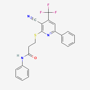 3-{[3-cyano-6-phenyl-4-(trifluoromethyl)-2-pyridinyl]thio}-N-phenylpropanamide