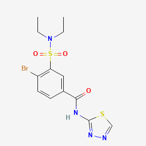 molecular formula C13H15BrN4O3S2 B3496679 4-bromo-3-[(diethylamino)sulfonyl]-N-1,3,4-thiadiazol-2-ylbenzamide 