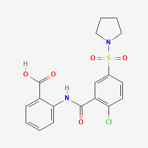 molecular formula C18H17ClN2O5S B3496688 2-{[2-chloro-5-(1-pyrrolidinylsulfonyl)benzoyl]amino}benzoic acid 