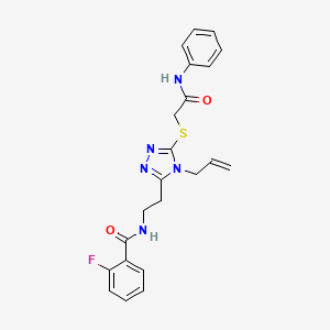 2-fluoro-N-{2-[5-{[2-oxo-2-(phenylamino)ethyl]sulfanyl}-4-(prop-2-en-1-yl)-4H-1,2,4-triazol-3-yl]ethyl}benzamide